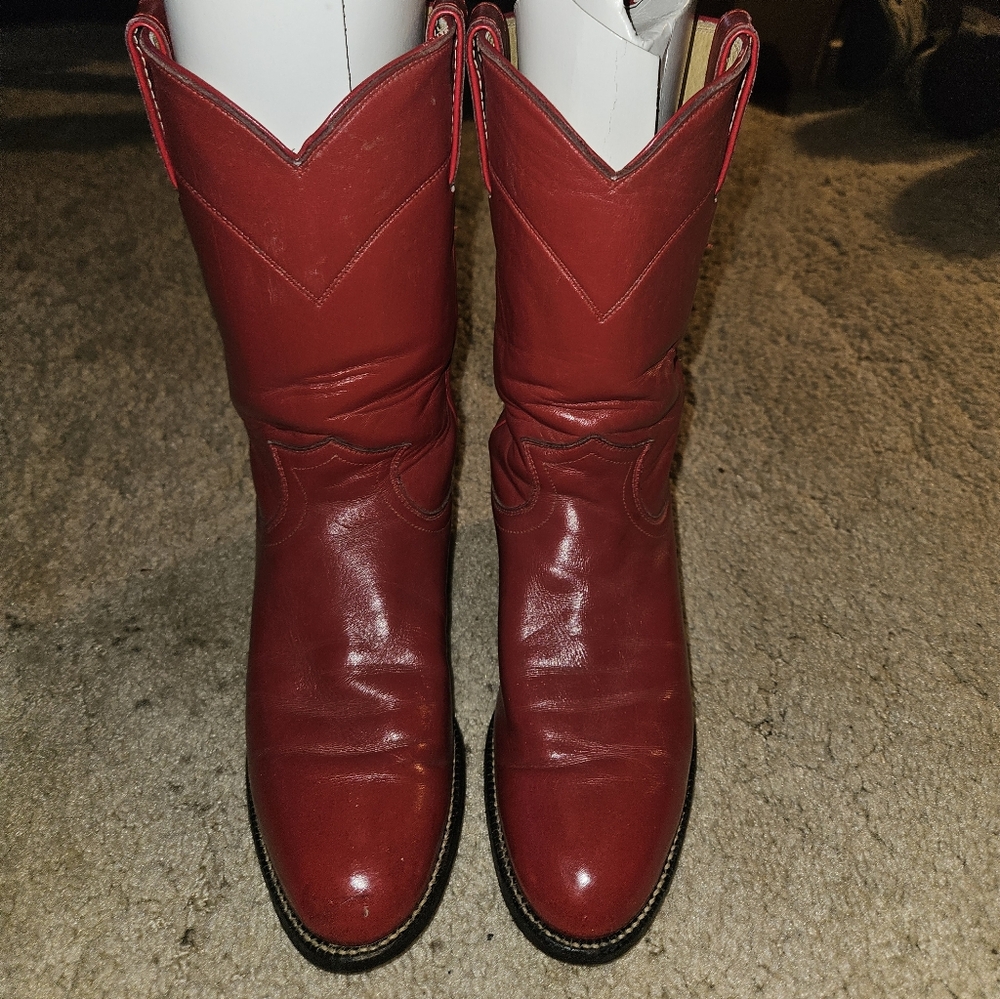 Justin Ropers Red Leather Woman's Cowboy Boots